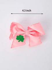 St. Patrick Shamrock Pink Hair Bow – Lucky Girls Hair Clip