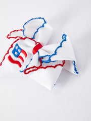 Stars & Stripes Flag Hair Bow – Toddler Girls July 4th Hair Accessory