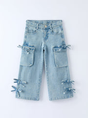 Wide-Leg Denim Pants With Pockets