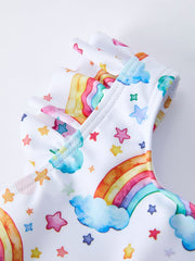 Summer Rainbow Print Ruffle Baby Girl Swim Set