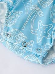 Spring Ocean Girls Romper Bow Ruffle