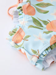 Summer Peach Girl Long Sleeve Ruffle One Piece Swimsuit