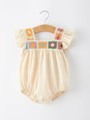 Summer Crochet Square Baby Ruffle Romper
