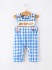Summer Plaid Whale Embroidery Boys Jonjon Sleeveless