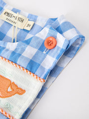 Summer Plaid Whale Embroidery Boys Jonjon Sleeveless