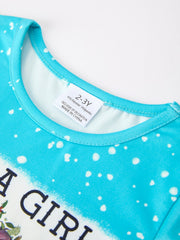 Western Cow Floral Girls Outfit Set Flare Leggings