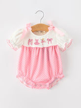 Pink Ballet Embroidery Bow Bubble Romper