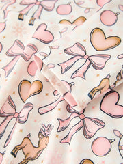 Pink Bow Reindeer Candy Cane Girls Twirl Dress