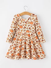 Thanksgiving Pumpkin Pie Girls Twirl Dress