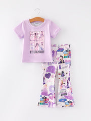Spring and Summer TS Print Short Sleeve Pants Set