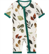 Posh TOT Falling Leaves Bamboo Shorty Romper