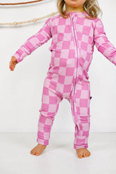 PINK CHECK | ZIP ROMPER