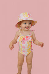 SUMMER SUNSET CHECKERS DREAM ONE PIECE SWIM SUIT