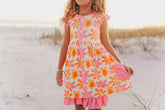 Pink Check Floral Pocket Dress