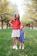 SMU Red Mustang Ruffle Pocket Tee