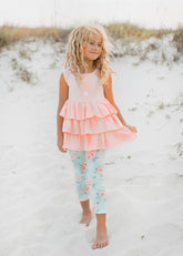 Peach Tiered Capri Set
