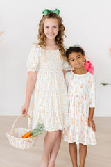 Sunny Bunnies 3/4 Sleeve Pocket Twirl Dress