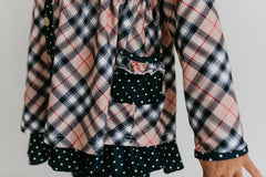 Tan Plaid Button Set