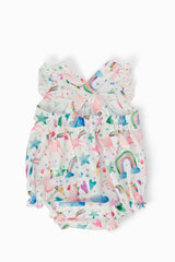 Unicorn Kisses Ruffle Cross Back Romper
