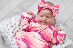 Pink Wave Flower Baby Gown