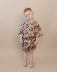 Shorts Set | Brown Smiley Face