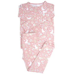 Pink Bunny Floral Big Kid Pajama Set