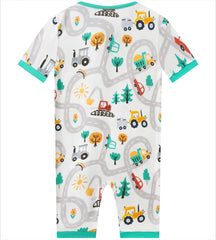 Posh TOT Road Work Print Bamboo Shorty Romper