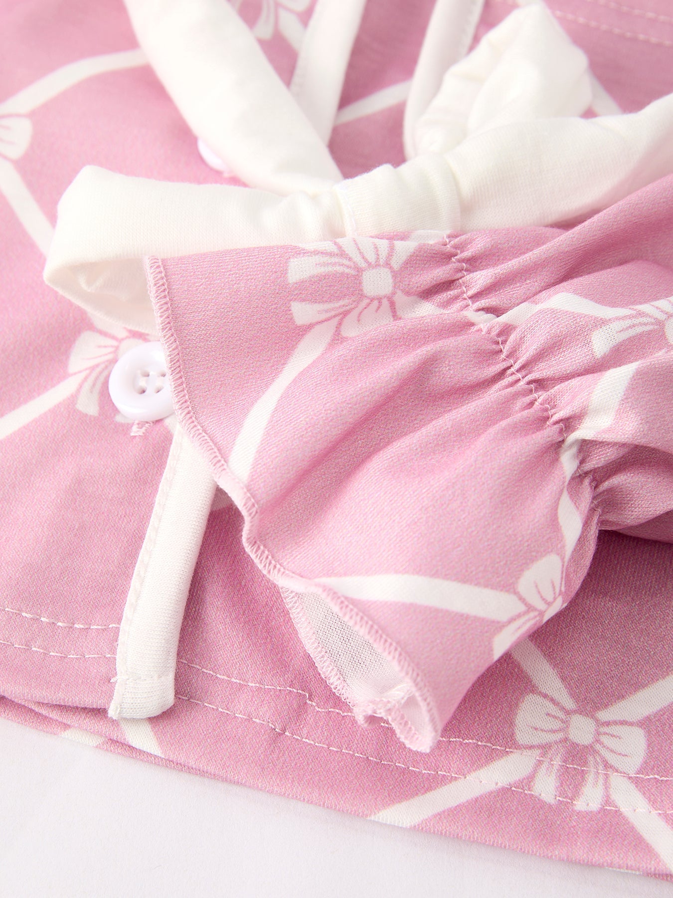 Mommy & me Autumn Check Bow Girls Lapel Pajamas