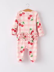 Waffle Cherry Plaid Girls' Romper