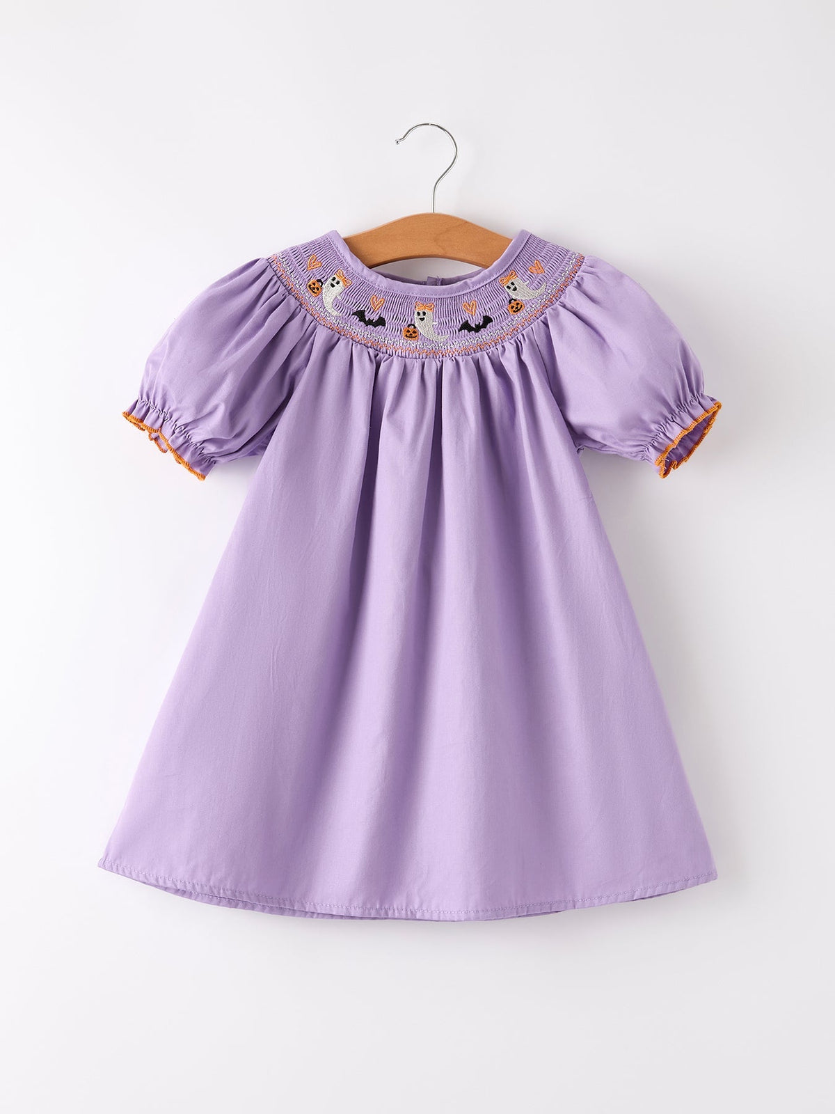Purple Halloween Smock Embroidery Baby Girl Dress