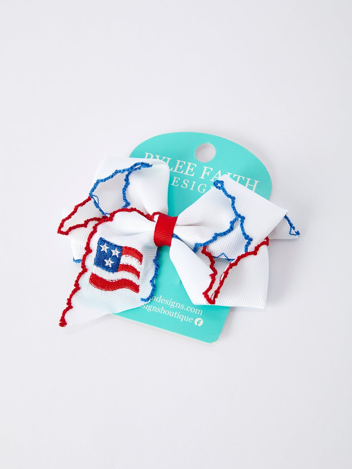 Stars & Stripes Flag Hair Bow – Toddler Girls July 4th Hair Accessory