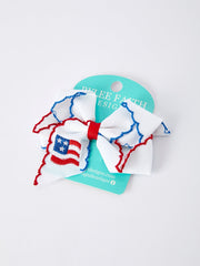 Stars & Stripes Flag Hair Bow – Toddler Girls July 4th Hair Accessory