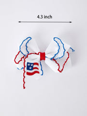 Stars & Stripes Flag Hair Bow – Toddler Girls July 4th Hair Accessory