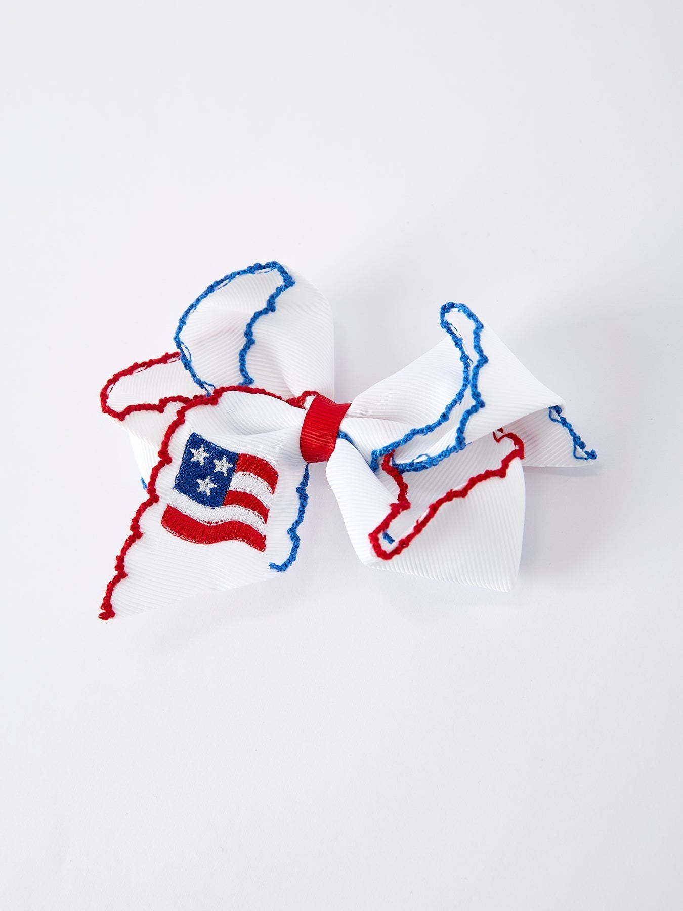 Stars & Stripes Flag Hair Bow – Toddler Girls July 4th Hair Accessory