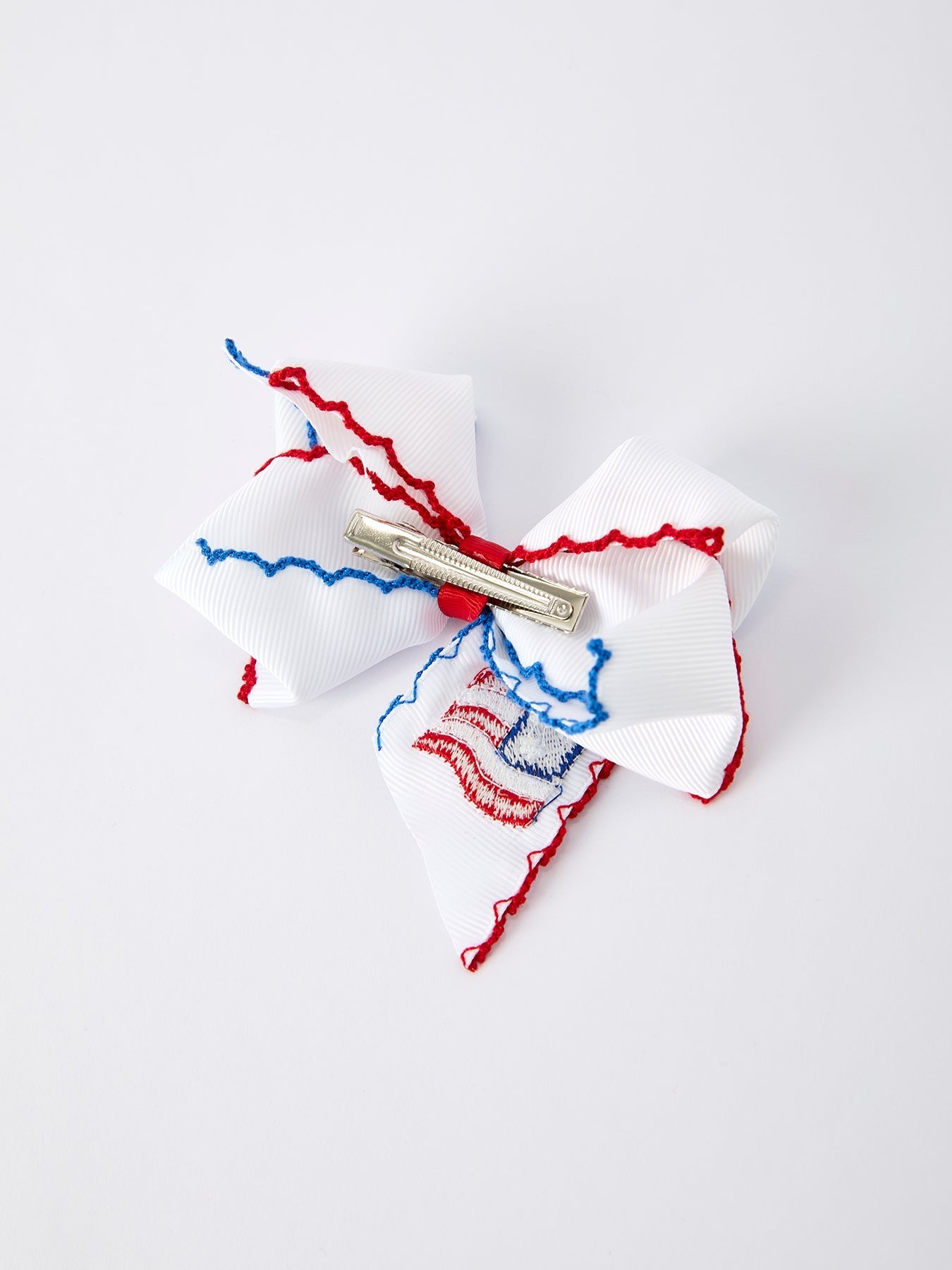 Stars & Stripes Flag Hair Bow – Toddler Girls July 4th Hair Accessory