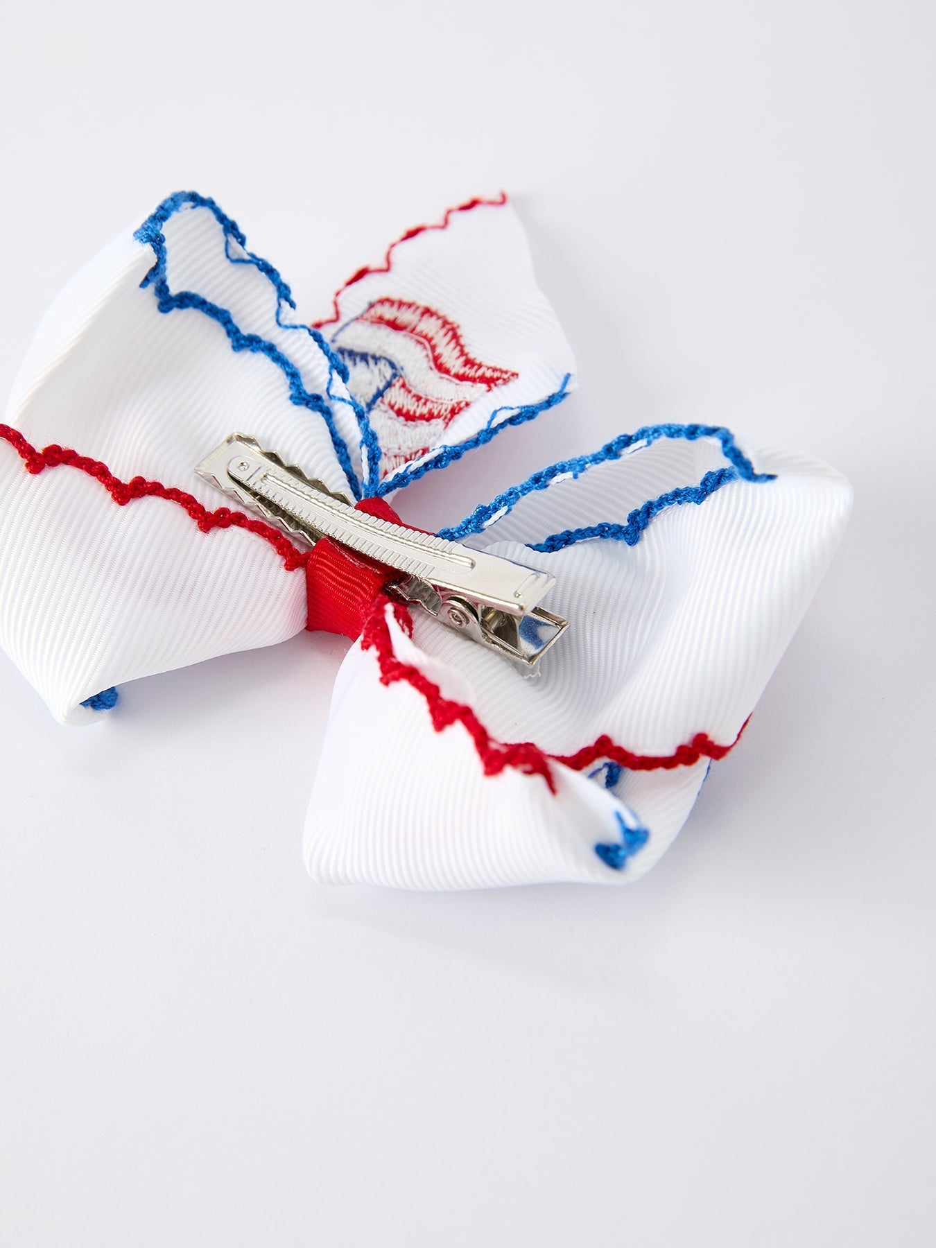 Stars & Stripes Flag Hair Bow – Toddler Girls July 4th Hair Accessory