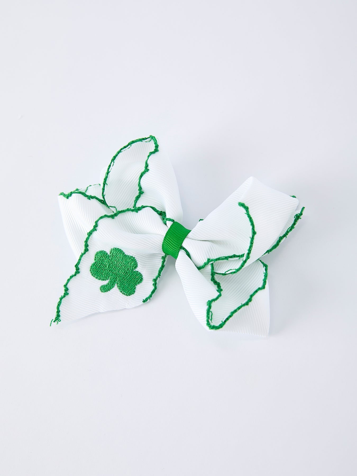 St. Patrick Shamrock Embroidered Hair Bow – Girls Hair Clip