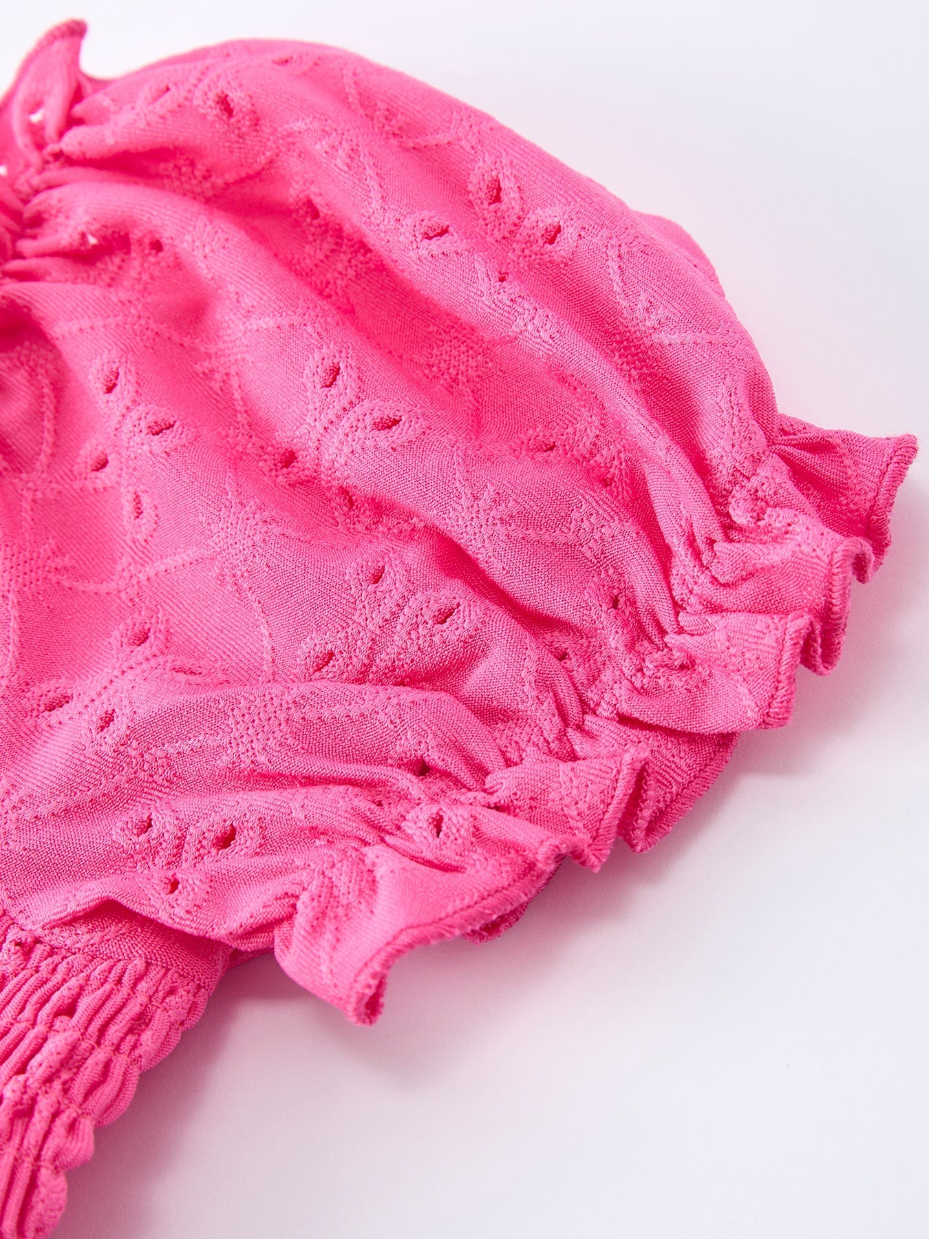 Spring Hot Pink Short-sleeved Girls Jumpsuit