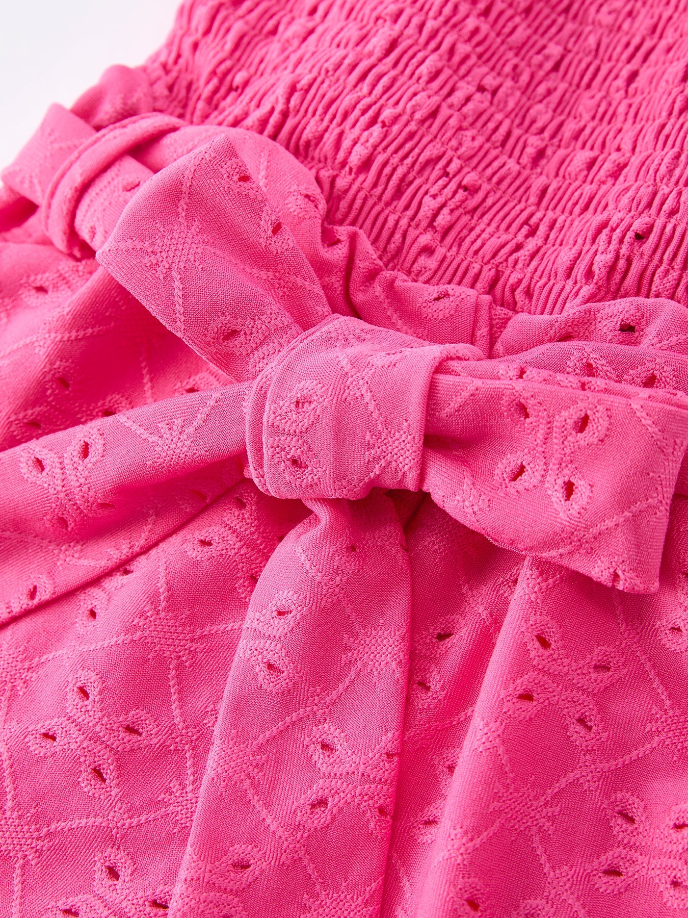 Spring Hot Pink Short-sleeved Girls Jumpsuit