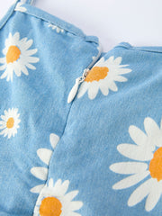 Spring Daisy Girls' Blue Denim Dress