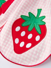 PREORDER Girls' Plaid Smocked Strawberry Applique Shorts Set
