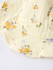 Muslin Floral Smocked Baby Romper with Matching Hat