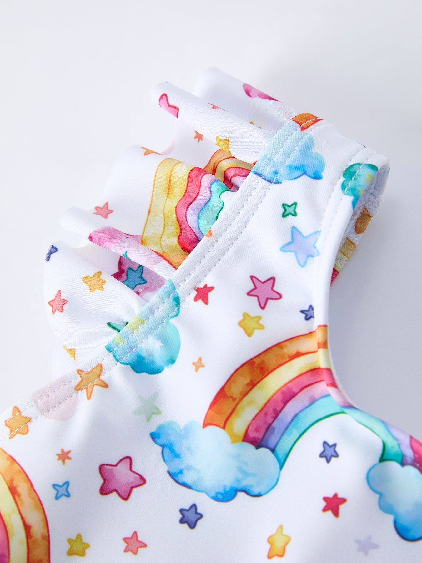Summer Rainbow Print Ruffle Baby Girl Swim Set