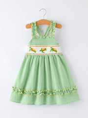 Spring Turtle Smocked Baby Girls Dress