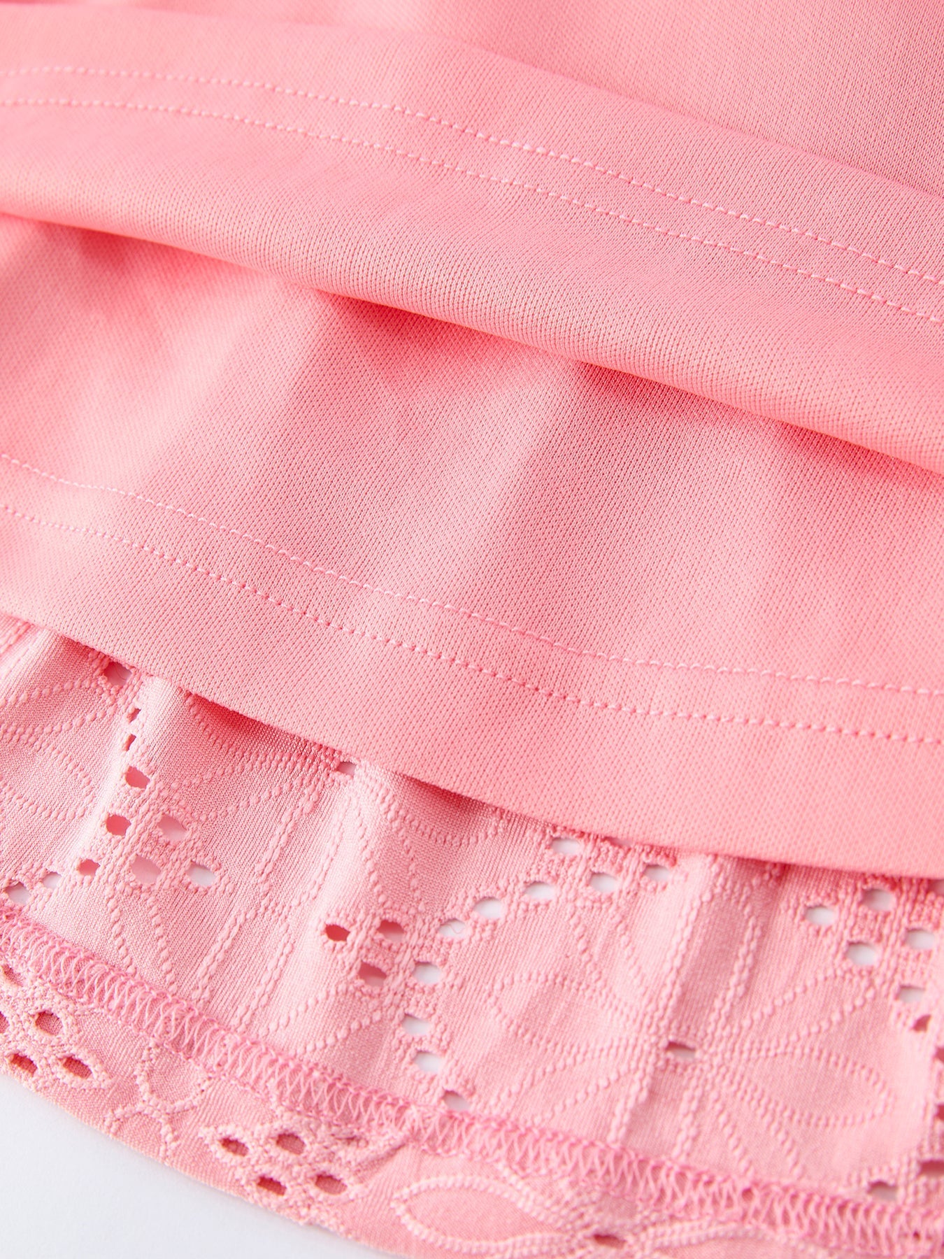 Pink Eyelet Embroidered Girl Short Sleeve Dress