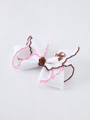 Western Horse Embroidery Ruffle Edge Girls Hairpin 4 Inch