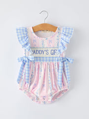 “DADDY'S GIRL” Smocked Plaid Baby Girls Romper