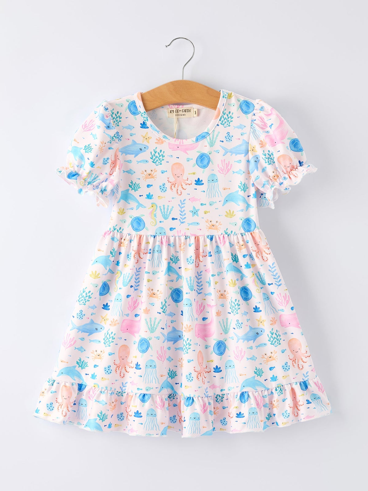 Ocean Animal Print Girl Ruffle Dress