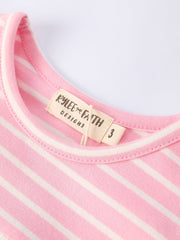 Strawberry Embroidery Pink Stripe Girl Smocked Dress