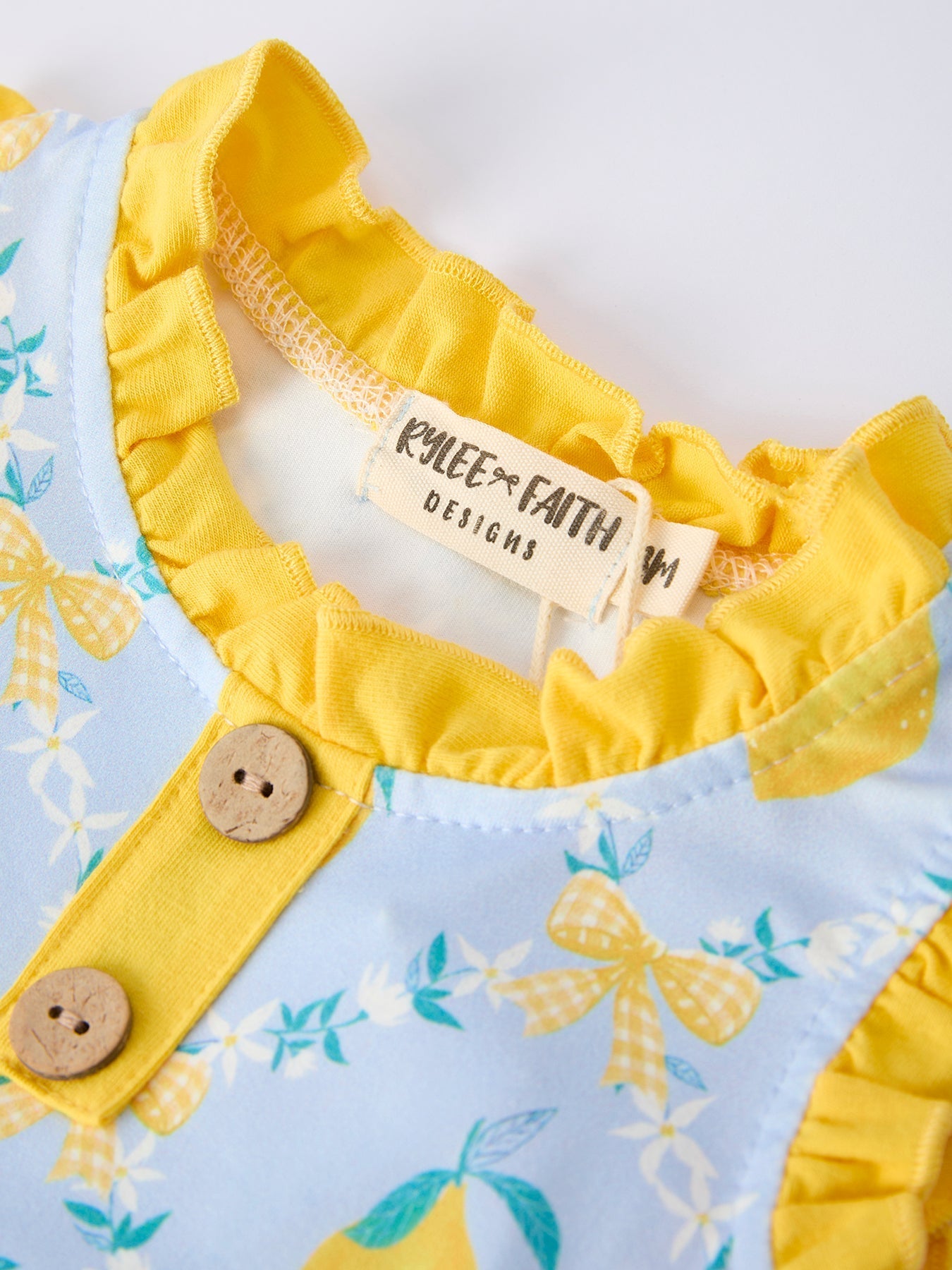 Summer Lemon Floral Print Girl Sleeveless Ruffle Romper